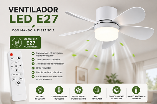Ventilador Inteligente con Luz LED y Mando a Distancia
