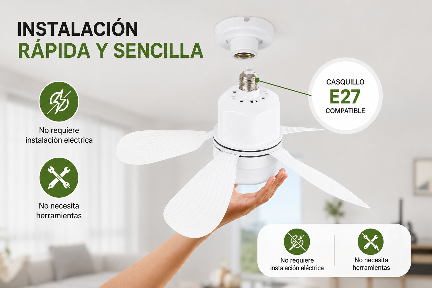 Ventilador Inteligente con Luz LED y Mando a Distancia